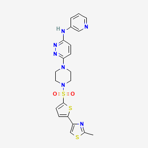 molecular formula C21H21N7O2S3 B2859025 6-(4-((5-(2-甲基噻唑-4-基)噻吩-2-基)磺酰基)哌嗪-1-基)-N-(吡啶-3-基)吡哒嗪-3-胺 CAS No. 1219903-58-8