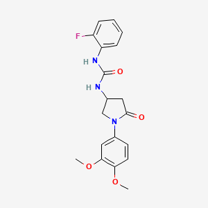 molecular formula C19H20FN3O4 B2859028 1-(1-(3,4-二甲氧基苯基)-5-氧代吡咯烷-3-基)-3-(2-氟苯基)脲 CAS No. 894018-93-0