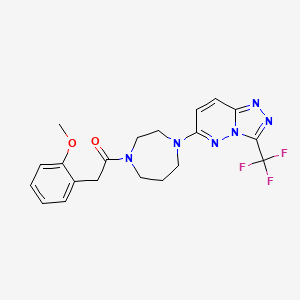 molecular formula C20H21F3N6O2 B2859030 2-(2-Methoxyphenyl)-1-{4-[3-(trifluoromethyl)-[1,2,4]triazolo[4,3-b]pyridazin-6-yl]-1,4-diazepan-1-yl}ethan-1-one CAS No. 2380192-10-7
