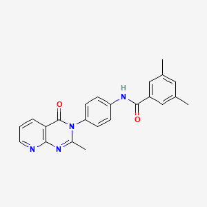 3,5-dimethyl-N-[4-(2-methyl-4-oxopyrido[2,3-d]pyrimidin-3-yl)phenyl]benzamide