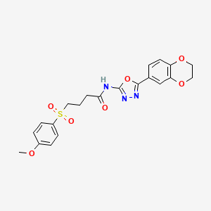 N-(5-(2,3-dihydrobenzo[b][1,4]dioxin-6-yl)-1,3,4-oxadiazol-2-yl)-4-((4-methoxyphenyl)sulfonyl)butanamide