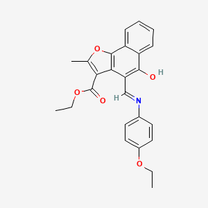molecular formula C25H23NO5 B2859037 (Z)-乙基 4-(((4-乙氧苯基)亚氨基)亚甲基)-2-甲基-5-氧代-4,5-二氢萘并[1,2-b]呋喃-3-羧酸酯 CAS No. 637755-49-8