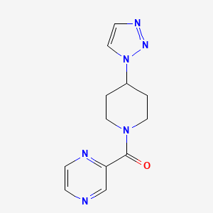 molecular formula C12H14N6O B2859041 (4-(1H-1,2,3-triazol-1-yl)piperidin-1-yl)(pyrazin-2-yl)methanone CAS No. 1798489-53-8