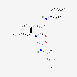 molecular formula C28H29N3O3 B2859042 N-(3-ethylphenyl)-2-(7-methoxy-3-{[(4-methylphenyl)amino]methyl}-2-oxo-1,2-dihydroquinolin-1-yl)acetamide CAS No. 932308-72-0