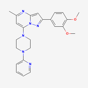 molecular formula C24H26N6O2 B2859043 2-(3,4-Dimethoxyphenyl)-5-methyl-7-(4-pyridin-2-ylpiperazin-1-yl)pyrazolo[1,5-a]pyrimidine CAS No. 950391-53-4