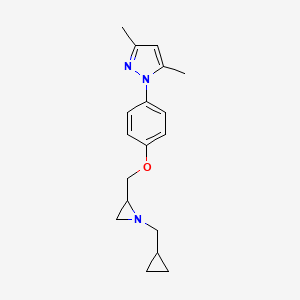 molecular formula C18H23N3O B2859049 1-[4-[[1-(Cyclopropylmethyl)aziridin-2-yl]methoxy]phenyl]-3,5-dimethylpyrazole CAS No. 2418647-75-1