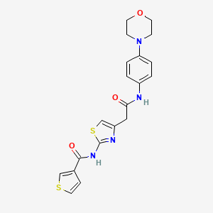 molecular formula C20H20N4O3S2 B2859055 N-(4-(2-((4-morpholinophenyl)amino)-2-oxoethyl)thiazol-2-yl)thiophene-3-carboxamide CAS No. 1207032-54-9