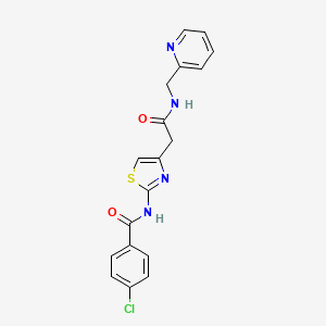 4-chloro-N-(4-(2-oxo-2-((pyridin-2-ylmethyl)amino)ethyl)thiazol-2-yl)benzamide