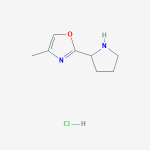 molecular formula C8H13ClN2O B2859101 4-Methyl-2-(pyrrolidin-2-yl)-1,3-oxazole hydrochloride CAS No. 2229325-84-0