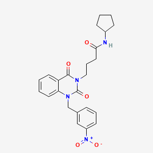 molecular formula C24H26N4O5 B2859104 N-cyclopentyl-4-[1-(3-nitrobenzyl)-2,4-dioxo-1,4-dihydroquinazolin-3(2H)-yl]butanamide CAS No. 866013-73-2