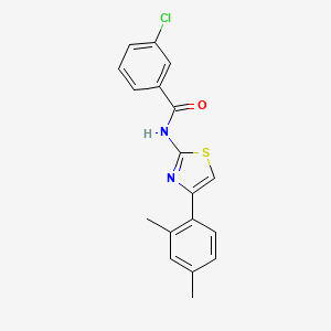 molecular formula C18H15ClN2OS B2859106 3-chloro-N-[4-(2,4-dimethylphenyl)-1,3-thiazol-2-yl]benzamide CAS No. 313499-94-4