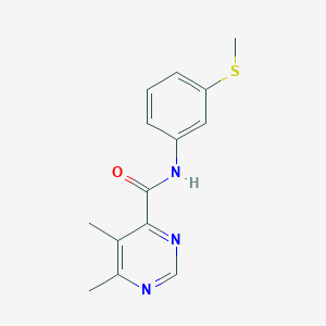 molecular formula C14H15N3OS B2859107 5,6-Dimethyl-N-(3-methylsulfanylphenyl)pyrimidine-4-carboxamide CAS No. 2415471-59-7