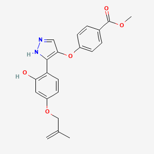 molecular formula C21H20N2O5 B2859116 methyl 4-((3-(2-hydroxy-4-((2-methylallyl)oxy)phenyl)-1H-pyrazol-4-yl)oxy)benzoate CAS No. 1009469-65-1