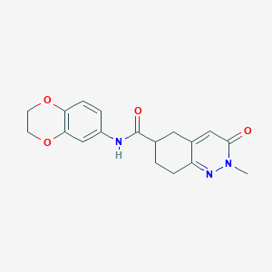 molecular formula C18H19N3O4 B2859119 N-(2,3-dihydrobenzo[b][1,4]dioxin-6-yl)-2-methyl-3-oxo-2,3,5,6,7,8-hexahydrocinnoline-6-carboxamide CAS No. 1903527-31-0