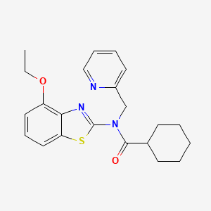 molecular formula C22H25N3O2S B2859123 N-(4-ethoxybenzo[d]thiazol-2-yl)-N-(pyridin-2-ylmethyl)cyclohexanecarboxamide CAS No. 899735-28-5