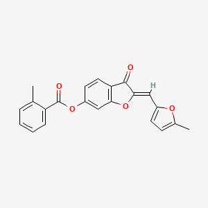 molecular formula C22H16O5 B2859162 (2Z)-2-[(5-methylfuran-2-yl)methylidene]-3-oxo-2,3-dihydro-1-benzofuran-6-yl 2-methylbenzoate CAS No. 622364-10-7