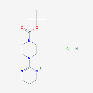 molecular formula C13H25ClN4O2 B2859237 Tert-butyl4-(1,4,5,6-tetrahydropyrimidin-2-yl)piperazine-1-carboxylatehydrochloride CAS No. 2344677-97-8