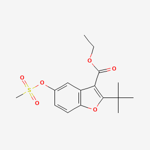 molecular formula C16H20O6S B2859253 Ethyl 2-(tert-butyl)-5-((methylsulfonyl)oxy)benzofuran-3-carboxylate CAS No. 385387-12-2
