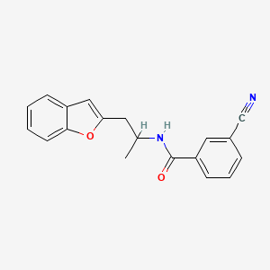 molecular formula C19H16N2O2 B2859280 N-[1-(1-benzofuran-2-yl)propan-2-yl]-3-cyanobenzamide CAS No. 2034304-46-4