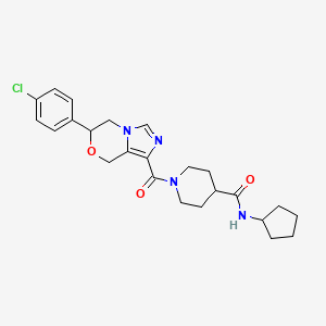 molecular formula C24H29ClN4O3 B2859288 1-[6-(4-Chlorophenyl)-5H,6H,8H-imidazo[4,3-C][1,4]oxazine-1-carbonyl]-N-cyclopentylpiperidine-4-carboxamide CAS No. 1775559-59-5