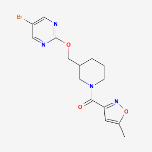 molecular formula C15H17BrN4O3 B2859290 5-Bromo-2-{[1-(5-methyl-1,2-oxazole-3-carbonyl)piperidin-3-yl]methoxy}pyrimidine CAS No. 2380040-98-0