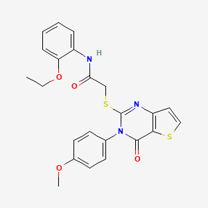 molecular formula C23H21N3O4S2 B2859301 N-(2-ethoxyphenyl)-2-((3-(4-methoxyphenyl)-4-oxo-3,4-dihydrothieno[3,2-d]pyrimidin-2-yl)thio)acetamide CAS No. 1795298-30-4