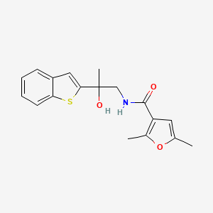 molecular formula C18H19NO3S B2859322 N-[2-(1-benzothiophen-2-yl)-2-hydroxypropyl]-2,5-dimethylfuran-3-carboxamide CAS No. 2034262-92-3