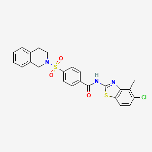 molecular formula C24H20ClN3O3S2 B2859338 N-(5-chloro-4-methyl-1,3-benzothiazol-2-yl)-4-(1,2,3,4-tetrahydroisoquinoline-2-sulfonyl)benzamide CAS No. 905679-35-8