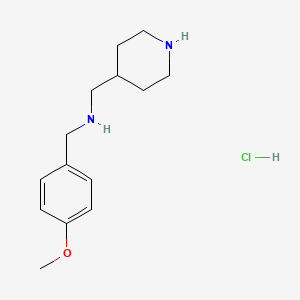 molecular formula C14H23ClN2O B2859350 N-(4-Methoxybenzyl)-1-(piperidin-4-yl)methanamine hydrochloride CAS No. 1353955-71-1