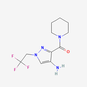 molecular formula C11H15F3N4O B2859409 3-(piperidine-1-carbonyl)-1-(2,2,2-trifluoroethyl)-1H-pyrazol-4-amine CAS No. 2101198-40-5