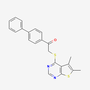 B2859426 1-([1,1'-Biphenyl]-4-yl)-2-((5,6-dimethylthieno[2,3-d]pyrimidin-4-yl)thio)ethanone CAS No. 453583-43-2