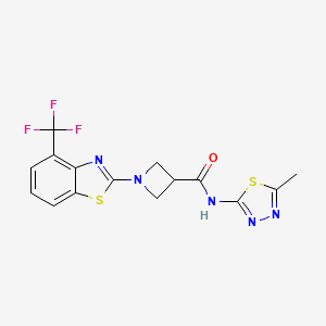 molecular formula C15H12F3N5OS2 B2859475 N-(5-methyl-1,3,4-thiadiazol-2-yl)-1-[4-(trifluoromethyl)-1,3-benzothiazol-2-yl]azetidine-3-carboxamide CAS No. 1396875-94-7