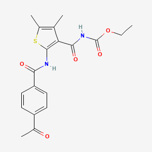 molecular formula C19H20N2O5S B2859477 Ethyl (2-(4-acetylbenzamido)-4,5-dimethylthiophene-3-carbonyl)carbamate CAS No. 896314-10-6