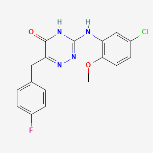 molecular formula C17H14ClFN4O2 B2859487 3-((5-chloro-2-methoxyphenyl)amino)-6-(4-fluorobenzyl)-1,2,4-triazin-5(4H)-one CAS No. 905780-62-3