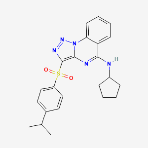 molecular formula C23H25N5O2S B2859495 N-cyclopentyl-3-[4-(propan-2-yl)benzenesulfonyl]-[1,2,3]triazolo[1,5-a]quinazolin-5-amine CAS No. 866726-94-5