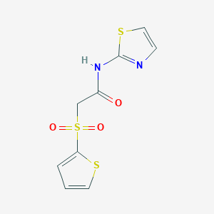 molecular formula C9H8N2O3S3 B2859508 N-(thiazol-2-yl)-2-(thiophen-2-ylsulfonyl)acetamide CAS No. 1021020-73-4