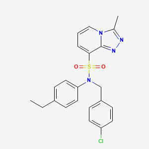 molecular formula C22H21ClN4O2S B2859516 N-[(4-chlorophenyl)methyl]-N-(4-ethylphenyl)-3-methyl-[1,2,4]triazolo[4,3-a]pyridine-8-sulfonamide CAS No. 1251587-07-1