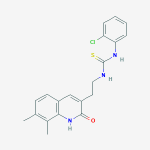 molecular formula C20H20ClN3OS B2859558 1-(2-Chlorophenyl)-3-(2-(7,8-dimethyl-2-oxo-1,2-dihydroquinolin-3-yl)ethyl)thiourea CAS No. 887897-72-5