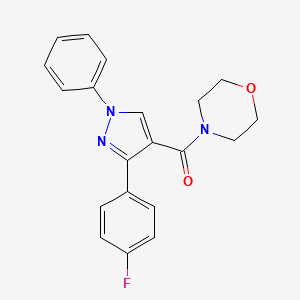 molecular formula C20H18FN3O2 B2859575 (3-(4-fluorophenyl)-1-phenyl-1H-pyrazol-4-yl)(morpholino)methanone 