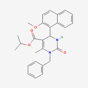 molecular formula C27H28N2O4 B2859593 Isopropyl 1-benzyl-4-(2-methoxynaphthalen-1-yl)-6-methyl-2-oxo-1,2,3,4-tetrahydropyrimidine-5-carboxylate CAS No. 321680-37-9