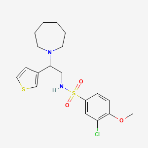 molecular formula C19H25ClN2O3S2 B2859605 N-(2-(azepan-1-yl)-2-(thiophen-3-yl)ethyl)-3-chloro-4-methoxybenzenesulfonamide CAS No. 954671-55-7