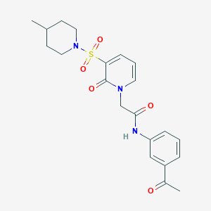molecular formula C21H25N3O5S B2859612 N-(3-acetylphenyl)-2-{3-[(4-methylpiperidin-1-yl)sulfonyl]-2-oxo-1,2-dihydropyridin-1-yl}acetamide CAS No. 1251680-80-4