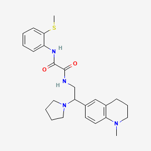 molecular formula C25H32N4O2S B2859623 N-[2-(1-methyl-1,2,3,4-tetrahydroquinolin-6-yl)-2-(pyrrolidin-1-yl)ethyl]-N'-[2-(methylsulfanyl)phenyl]ethanediamide CAS No. 921924-04-1