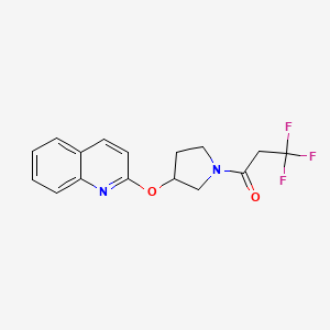 molecular formula C16H15F3N2O2 B2859629 3,3,3-Trifluoro-1-(3-(quinolin-2-yloxy)pyrrolidin-1-yl)propan-1-one CAS No. 2034314-34-4
