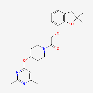 molecular formula C23H29N3O4 B2859652 2-((2,2-Dimethyl-2,3-dihydrobenzofuran-7-yl)oxy)-1-(4-((2,6-dimethylpyrimidin-4-yl)oxy)piperidin-1-yl)ethanone CAS No. 2034395-91-8