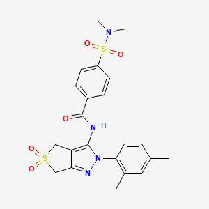 molecular formula C22H24N4O5S2 B2859657 N-[2-(2,4-dimethylphenyl)-5,5-dioxo-2H,4H,6H-5lambda6-thieno[3,4-c]pyrazol-3-yl]-4-(dimethylsulfamoyl)benzamide CAS No. 450339-98-7