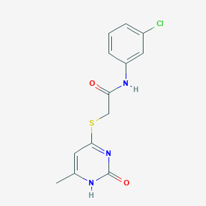 molecular formula C13H12ClN3O2S B2859669 N-(3-chlorophenyl)-2-[(6-methyl-2-oxo-1,2-dihydropyrimidin-4-yl)sulfanyl]acetamide CAS No. 905665-51-2