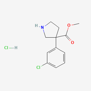 molecular formula C12H15Cl2NO2 B2859688 Methyl 3-(3-chlorophenyl)pyrrolidine-3-carboxylate;hydrochloride CAS No. 2309455-52-3