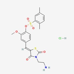 4-{[3-(2-Aminoethyl)-2,4-dioxo-1,3-thiazolidin-5-ylidene]methyl}-2-methoxyphenyl 2,5-dimethylbenzene-1-sulfonate hydrochloride