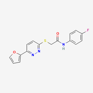 molecular formula C16H12FN3O2S B2859705 N-(4-fluorophenyl)-2-{[6-(furan-2-yl)pyridazin-3-yl]sulfanyl}acetamide CAS No. 872723-76-7